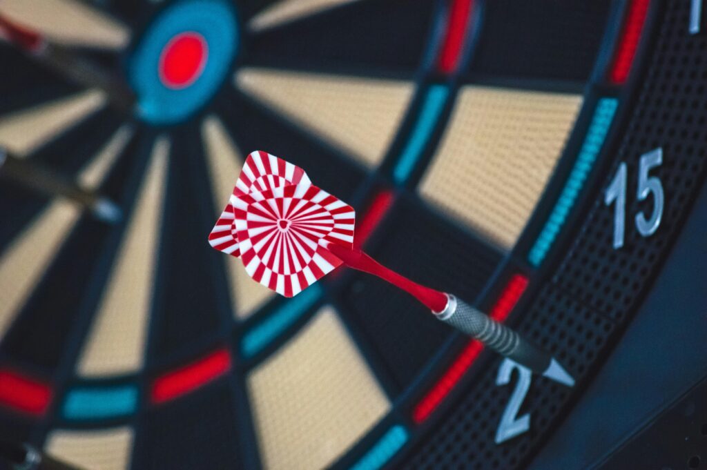 Darts on a board like goals for your company