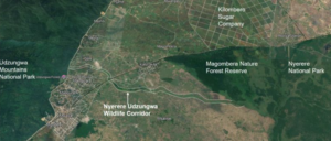 Map of a wildlife corridor in Tanzania